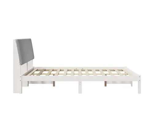 Voodi Raam Peaga Valge 150 X 200 Cm Tahke Mänd