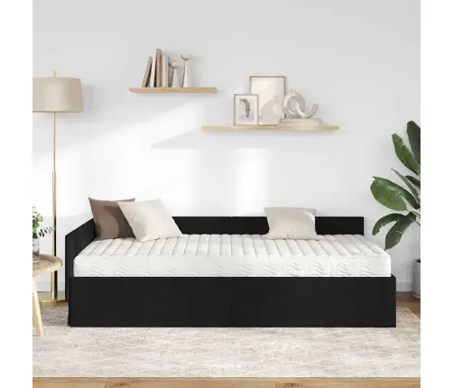 Stūra Gultas Rāmis Ar Matrači Cits 2 Pcs Melna Audums Vidaxl