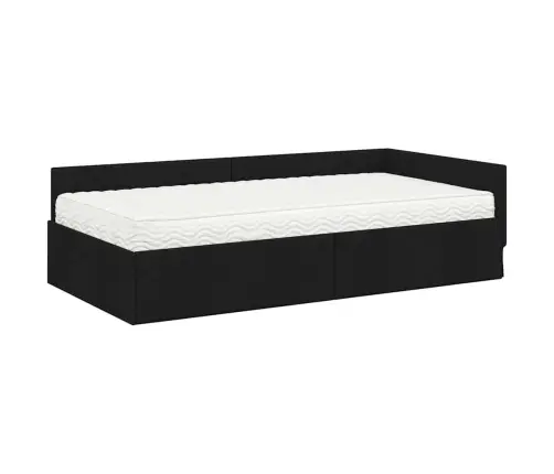 Stūra Gultas Rāmis Ar Matrači Cits 2 Pcs Melna Audums Vidaxl