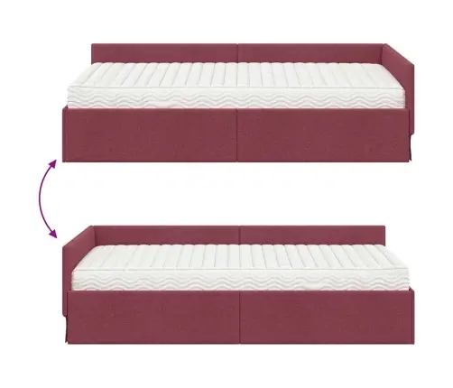Stūra Gultas Rāmis Ar Matrači Cits 2 Pcs Sarkana Audums Vidaxl