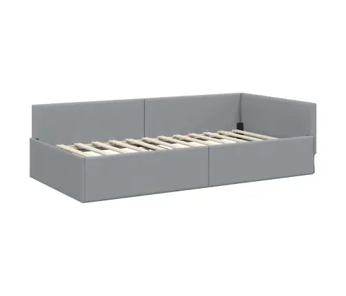 Stūra Gultas Rāmis Ar Matrači Cits 2 Pcs Gaiši Pelēks Audums Vidaxl