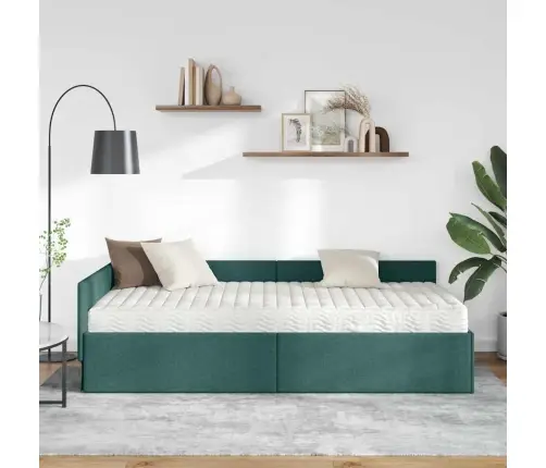 Stūra Gultas Rāmis Ar Matrači Cits 2 Pcs Zaļa Audums Vidaxl