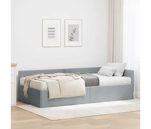 Nurgavoodi Raam Koos Madratsiga Muu Peaga 2 Pcs Helehall Kangas