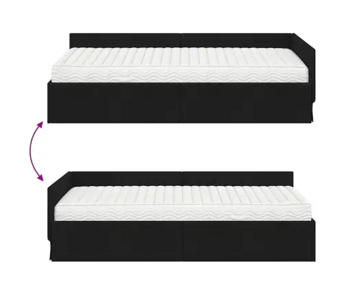 Stūra Gultas Rāmis Ar Matrači Cits 2 Pcs Zaļa Audums Vidaxl