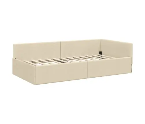 Kampinė Lovos Konstrukcija Su Čiužiniu 2 Pcs Kreminė Audinys