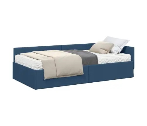 Stūra Gultas Rāmis Ar Matrači Cits 2 Pcs Zila Audums Vidaxl