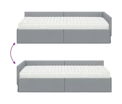 Stūra Gultas Rāmis Ar Matrači Cits 2 Pcs Gaiši Pelēks Audums Vidaxl