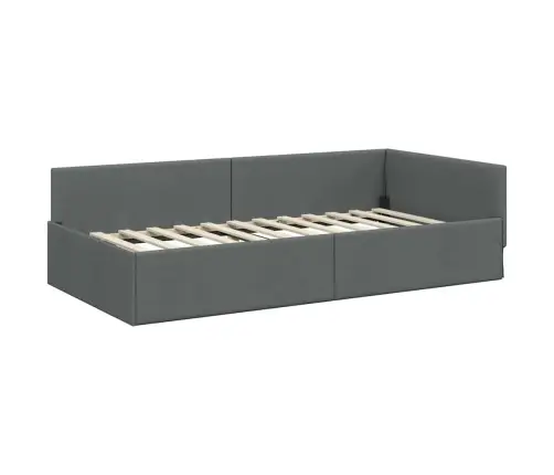 Kampinė Lovos Konstrukcija Su Čiužiniu Kita 2 Pcs Pilka Audinys