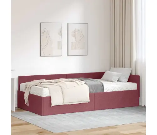 Stūra Gultas Rāmis Ar Matrači Cits 2 Pcs Pelēka Audums Vidaxl