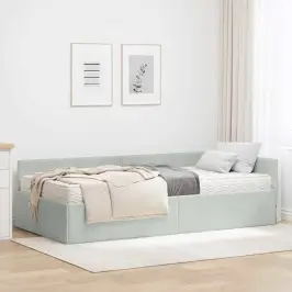 Nurgavoodi Raam Koos Madratsiga Muu Peaga 2 Pcs Helehall Samet