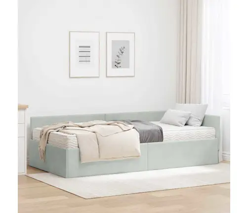 Nurgavoodi Raam Koos Madratsiga Muu Peaga 2 Pcs Helehall Samet