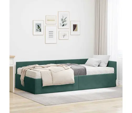 Nurgavoodi Raam Koos Madratsiga Muu Peaga 2 Pcs Roheline Samet