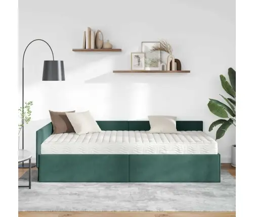 Nurgavoodi Raam Koos Madratsiga Muu Peaga 2 Pcs Roheline Samet