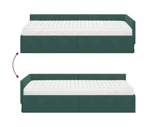 Nurgavoodi Raam Koos Madratsiga Muu Peaga 2 Pcs Roheline Samet