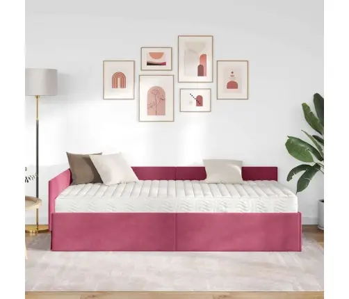 Stūra Gultas Rāmis Ar Matrači Cits 2 Pcs Zaļa Samts Vidaxl