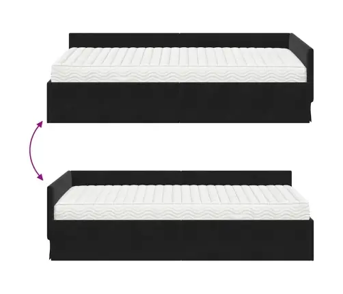 Kampinė Lovos Konstrukcija Su Čiužiniu Kita 2 Pcs Pilka Aksomas