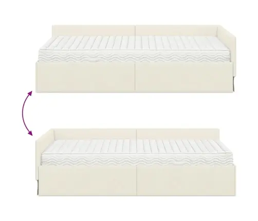 Nurgavoodi Raam Koos Madratsiga Muu Peaga 2 Pcs Cream Samet