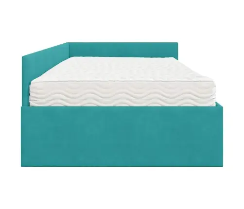 Stūra Gultas Rāmis Ar Matrači Cits 2 Pcs Tirkīzzila Samts Vidaxl