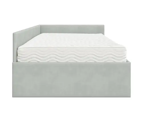 Stūra Gultas Rāmis Ar Matrači Cits 2 Pcs Gaiši Pelēka Samts Vidaxl