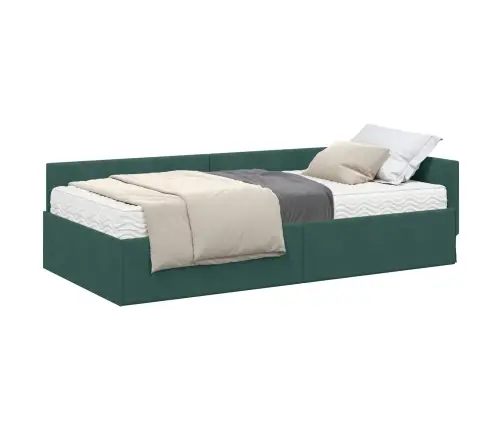 Stūra Gultas Rāmis Ar Matrači Cits 2 Pcs Zaļa Samts Vidaxl