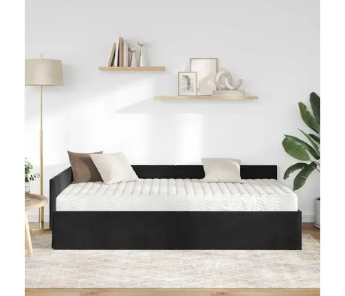 Kampinė Lovos Konstrukcija Su Čiužiniu Kita 2 Pcs Pilka Aksomas