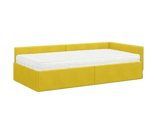 Stūra Gultas Rāmis Ar Matrači Cits 2 Pcs Zaļa Samts Vidaxl