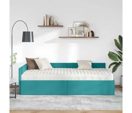 Stūra Gultas Rāmis Ar Matrači Cits 2 Pcs Zaļa Samts Vidaxl