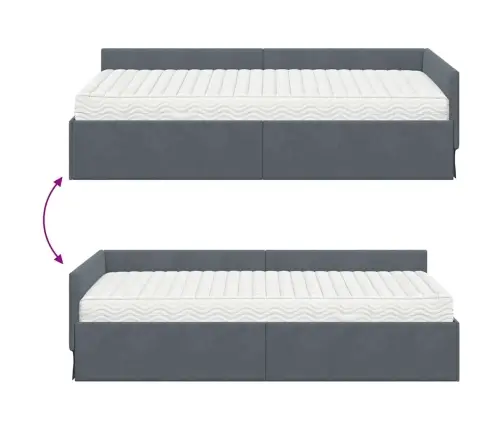 Stūra Gultas Rāmis Ar Matrači Cits 2 Pcs Pelēka Samts Vidaxl