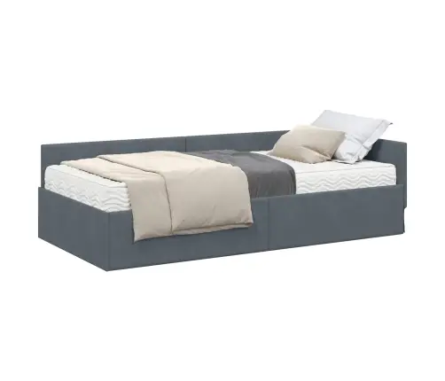 Stūra Gultas Rāmis Ar Matrači Cits 2 Pcs Pelēka Samts Vidaxl