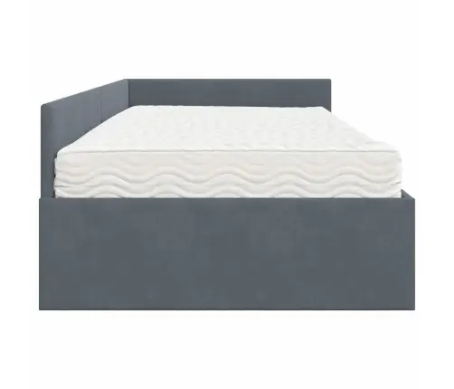 Stūra Gultas Rāmis Ar Matrači Cits 2 Pcs Pelēka Samts Vidaxl