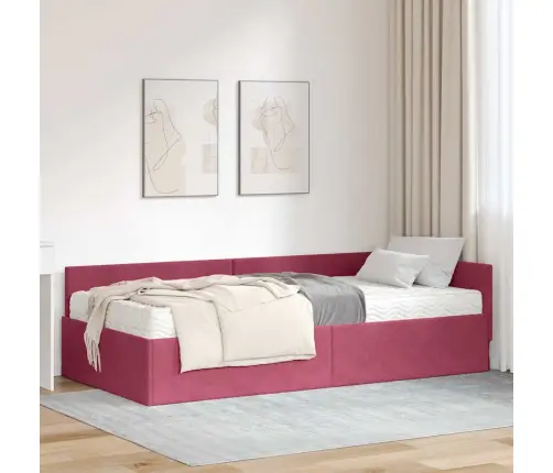 Kampinė Lovos Konstrukcija Su Čiužiniu Kita 2 Pcs Žalia Aksomas