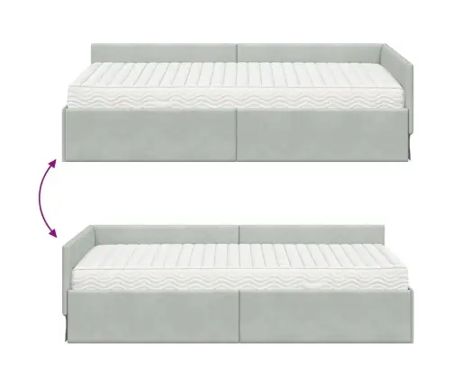 Kampinė Lovos Konstrukcija Su Čiužiniu 2 Pcs Šviesiai Pilka