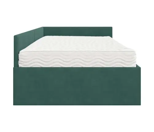 Kampinė Lovos Konstrukcija Su Čiužiniu Kita 2 Pcs Žalia Aksomas