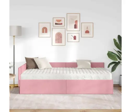 Stūra Gultas Rāmis Ar Matrači Cits 2 Pcs Pelēka Samts Vidaxl