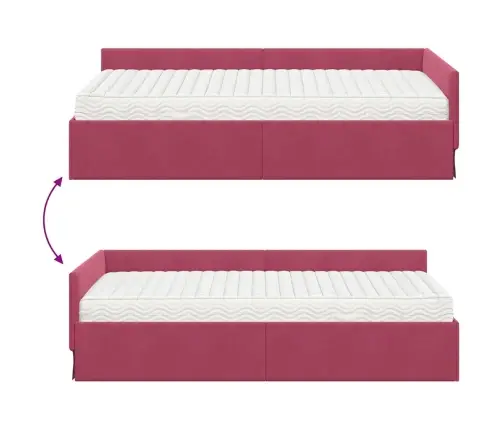 Stūra Gultas Rāmis Ar Matrači Cits 2 Pcs Zaļa Samts Vidaxl