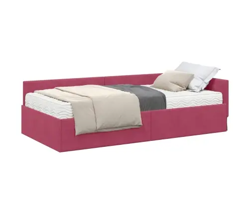 Stūra Gultas Rāmis Ar Matrači Cits 2 Pcs Zaļa Samts Vidaxl