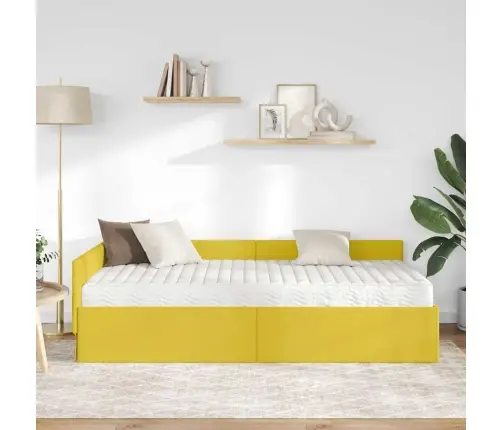 Nurgavoodi Raam Koos Madratsiga Muu Peaga 2 Pcs Kollane Samet