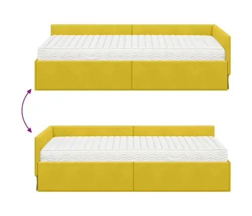 Nurgavoodi Raam Koos Madratsiga Muu Peaga 2 Pcs Kollane Samet