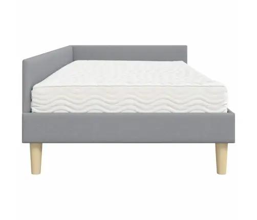 Stūra Gultas Rāmis Ar Matrači Cits 2 Pcs Gaiši Pelēks Audums Vidaxl