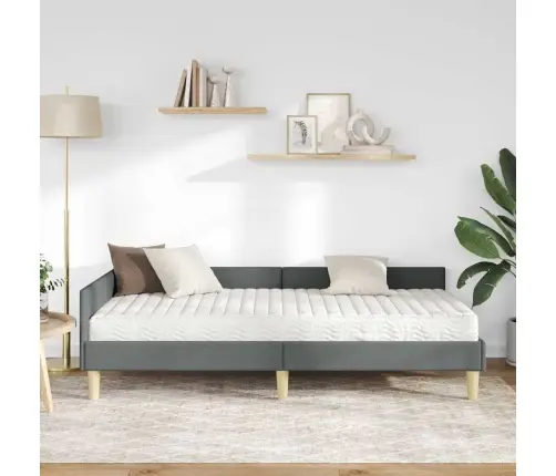 Stūra Gultas Rāmis Ar Matrači Cits 2 Pcs Pelēka Audums Vidaxl