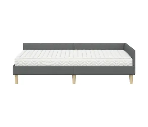 Stūra Gultas Rāmis Ar Matrači Cits 2 Pcs Pelēka Audums Vidaxl