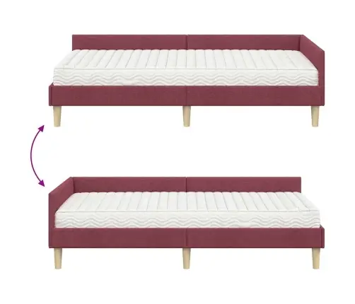 Kampinė Lovos Konstrukcija Su Čiužiniu Kita 2 Pcs Pilka Audinys