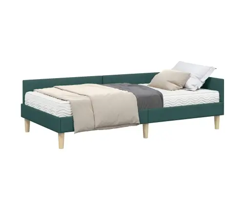 Kampinė Lovos Konstrukcija Su Čiužiniu 2 Pcs Žalia Audinys