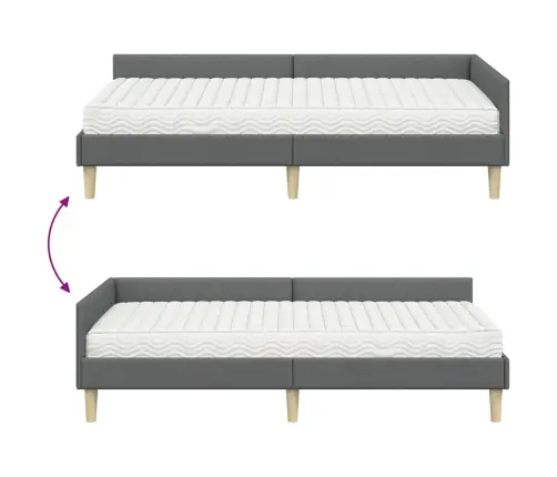 Kampinė Lovos Konstrukcija Su Čiužiniu Kita 2 Pcs Pilka Audinys