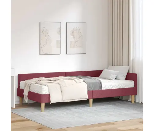 Kampinė Lovos Konstrukcija Su Čiužiniu 2 Pcs Pilka Audinys