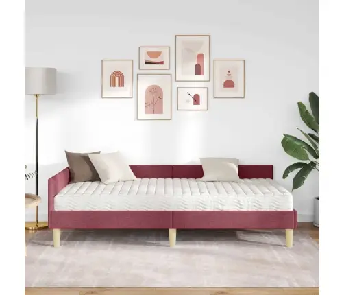 Kampinė Lovos Konstrukcija Su Čiužiniu 2 Pcs Pilka Audinys