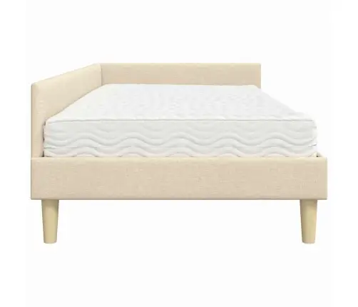 Stūra Gultas Rāmis Ar Matrači Cits 2 Pcs Krēmkrāsa Audums Vidaxl