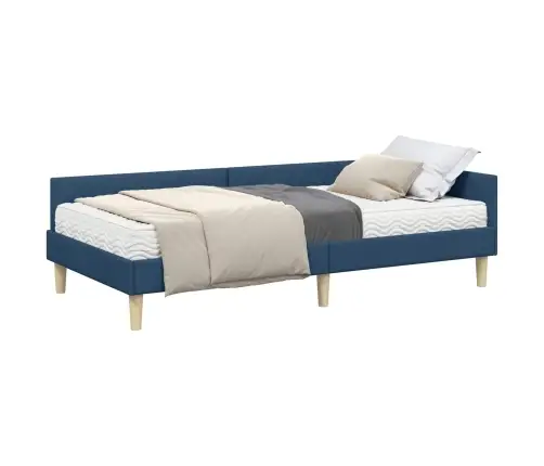 Stūra Gultas Rāmis Ar Matrači Cits 2 Pcs Zila Audums Vidaxl