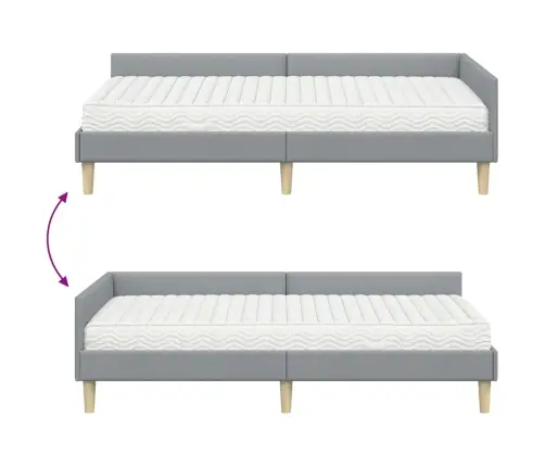 Nurgavoodi Raam Koos Madratsiga Peaga 2 Pcs Helehall Kangas