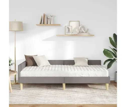 Kampinė Lovos Konstrukcija Su Čiužiniu 2 Pcs Taupe Audinys